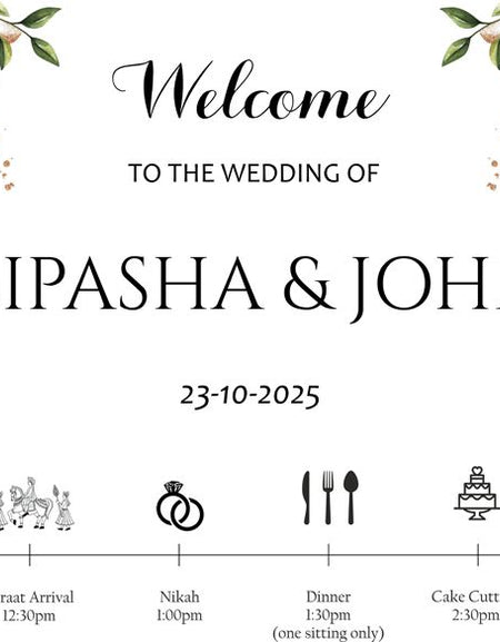 Floral-themed A1 welcome sign for weddings, receptions, and bridal showers