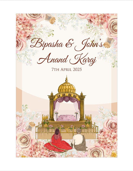 Punjabi Sikh wedding Welcome Board Poster with Indian Sikh Couple