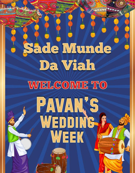 Welcome Poster Sign for Indian Sikh Hindu Wedding