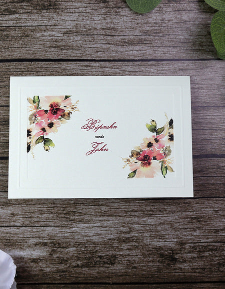 Panache 2153D Pink Floral Personalised Invitation