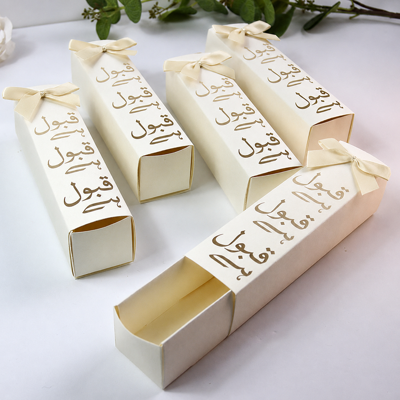 Nikah "Qabool Hai " Tube favour box with a Embellishment