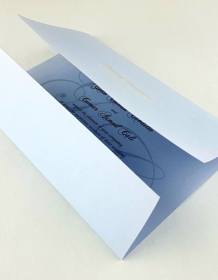 Inexpensive Blue Wedding Invitation in Shimmer Blue