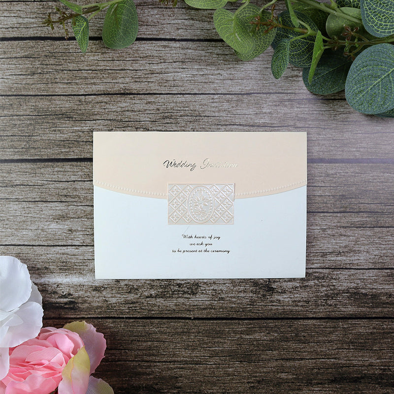 Panache 3063 Peach and cream wedding invitation