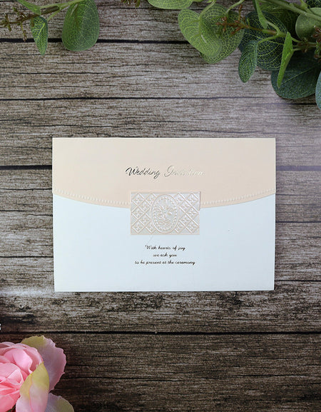 Panache 3063 Peach and cream wedding invitation