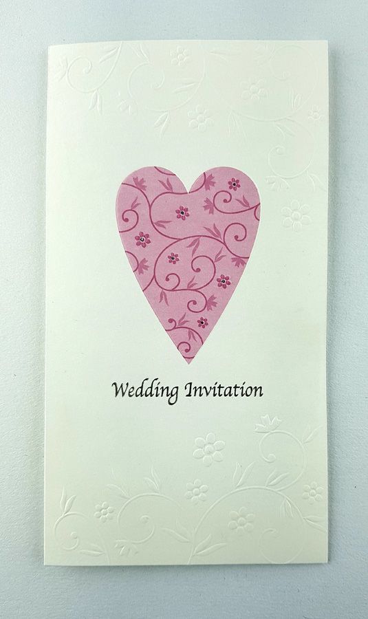 Panache 5084 Pink floral heart Budget Wedding Invitation