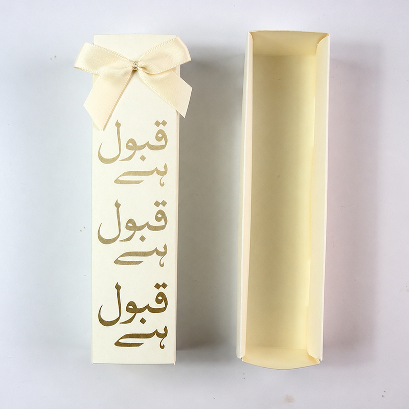 Nikah "Qabool Hai " Tube favour box with a Embellishment