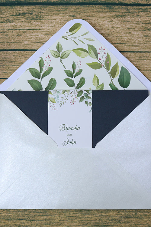 Load image into Gallery viewer, PCM Green Floral Pocket Invitation
