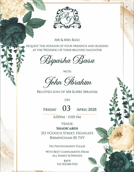 ABC 1299 Floral A5 Invitation