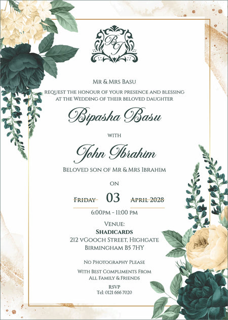 ABC 1299 Floral A5 Invitation