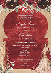 ABC 1320 Floral A5 Invitation with Bride & groom Caricature