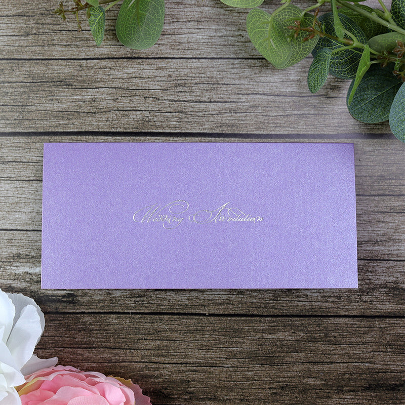 ABC 330 WI Lilac Invitation with foiled Wedding Invitation