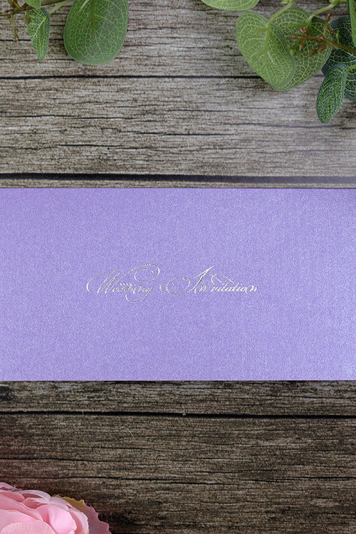 Load image into Gallery viewer, ABC 330 WI Lilac Invitation with foiled Wedding Invitation
