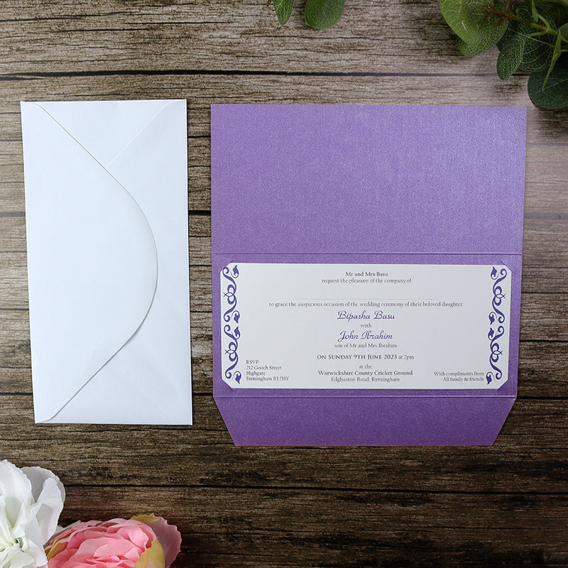 ABC 330 WI Lilac Invitation with foiled Wedding Invitation