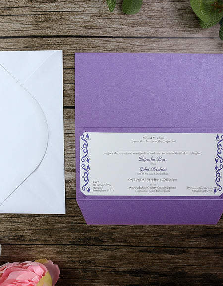 ABC 330 WI Lilac Invitation with foiled Wedding Invitation