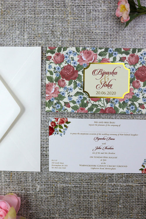 Load image into Gallery viewer, Multicolored Traditional Floral Invitation - ABC 371
