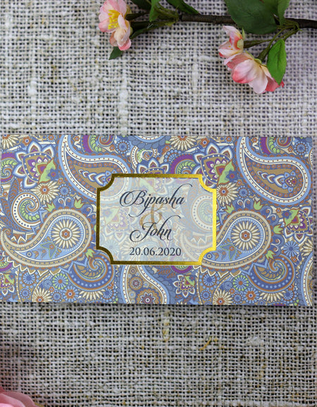 Lucid Navy Paisley Invitation ABC 372