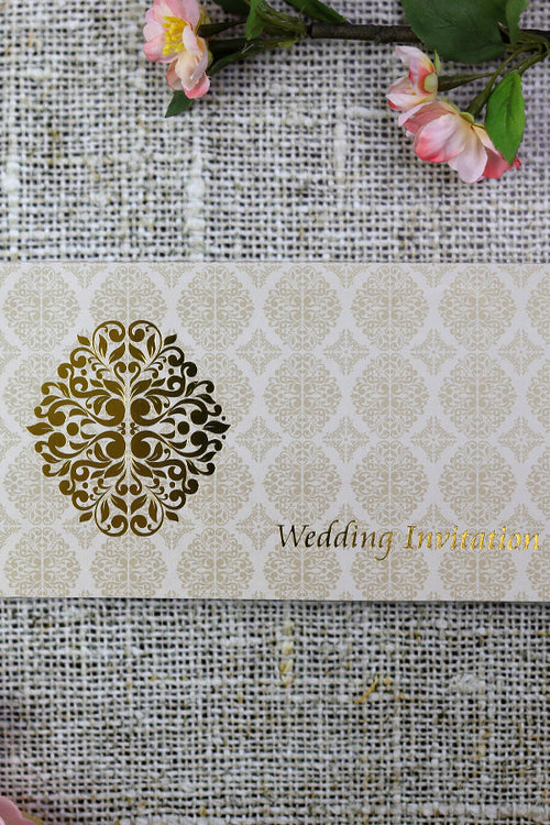 Load image into Gallery viewer, Foiled Golden Damask Design Wedding Invitation Card ABC 673

