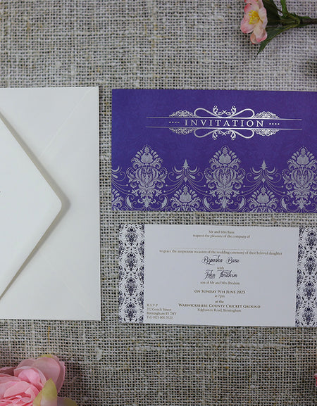 Navy Blue Vintage Design Invitation Card ABC 694