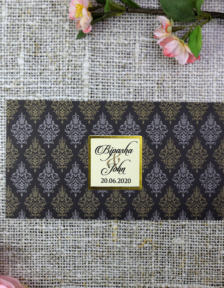 Black, Gold and Silver Damask Personalised Invitation ABC 751