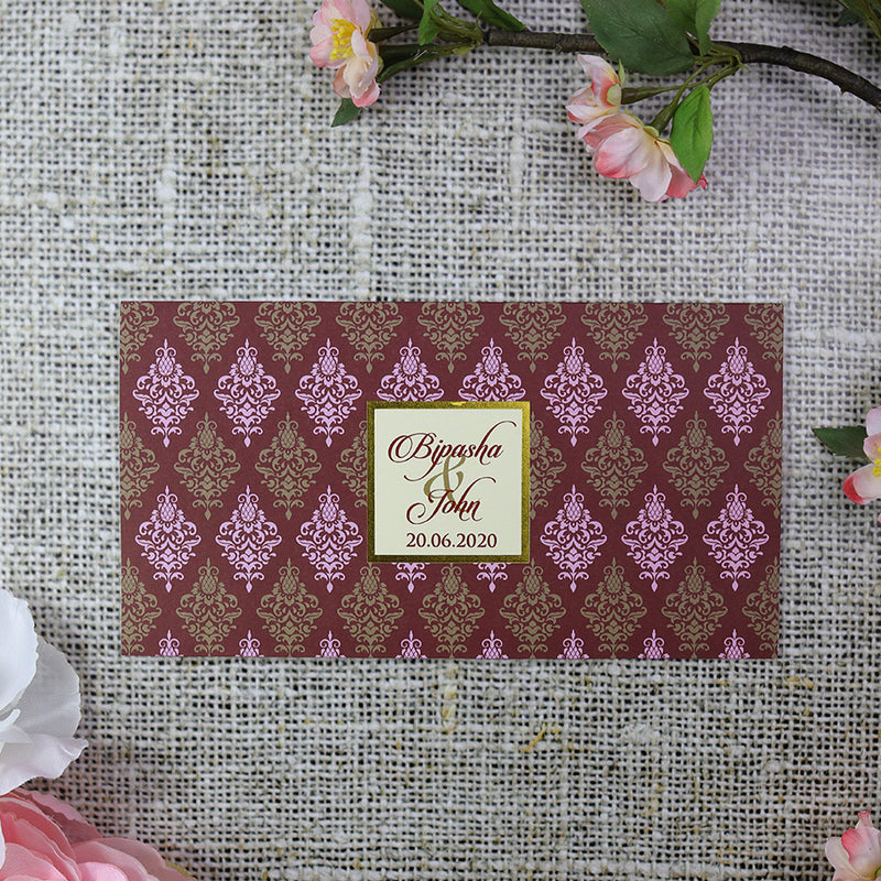 Burgundy, pink and gold Bespoke Invitation Card ABC 752