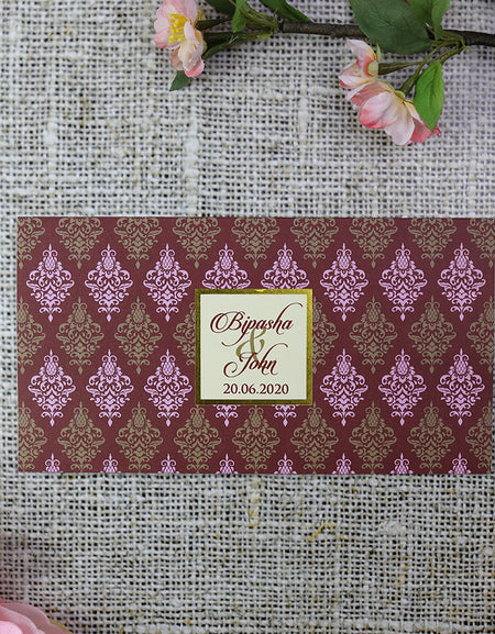 Burgundy, pink and gold Bespoke Invitation Card ABC 752