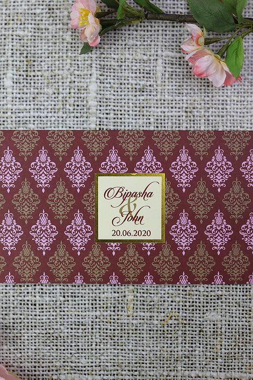 Load image into Gallery viewer, Burgundy, pink and gold Bespoke Invitation Card ABC 752
