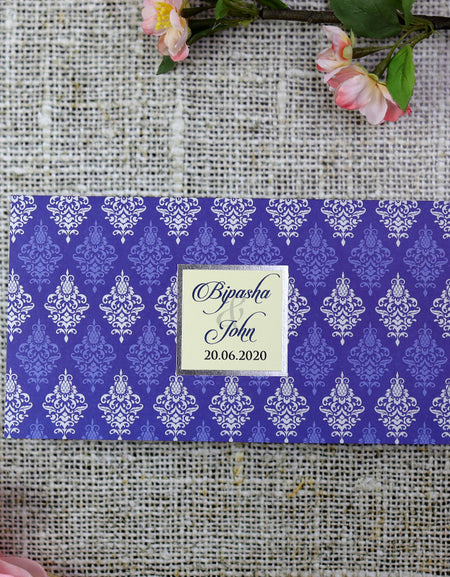 Blue, grey and Silver custom wedding invitation ABC 753