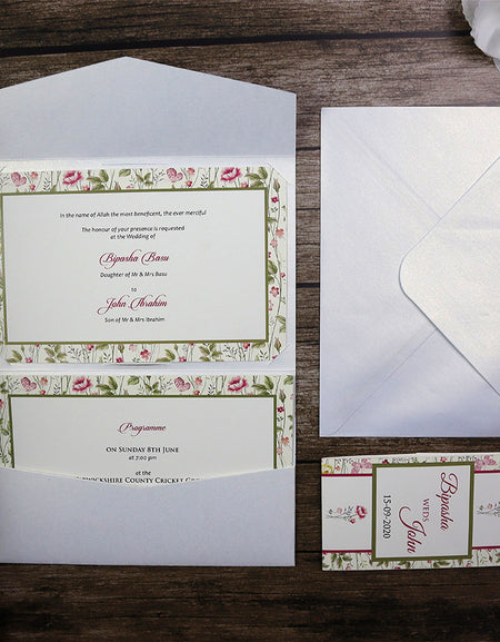 Dainty Botanical Pocketfold Invitation ABC 887