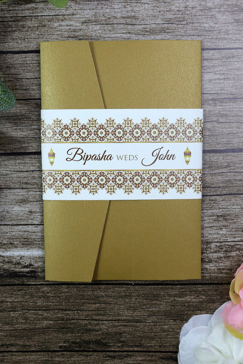 Load image into Gallery viewer, ABC 888 Gold Pocketfold Invitation
