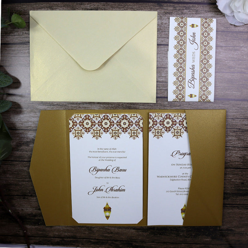 ABC 888 Gold Pocketfold Invitation