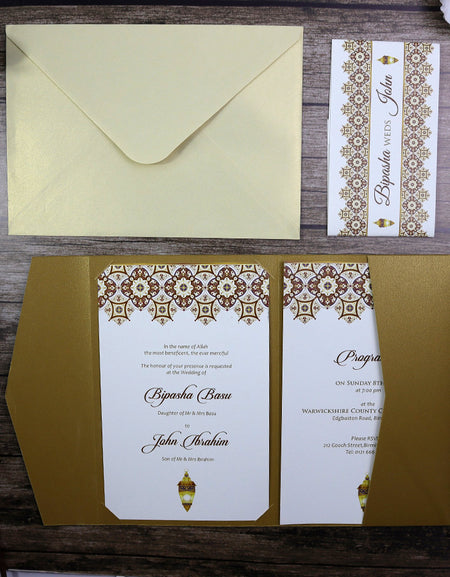 ABC 888 Gold Pocketfold Invitation
