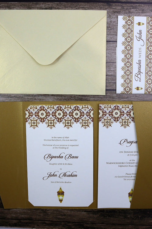 Load image into Gallery viewer, ABC 888 Gold Pocketfold Invitation
