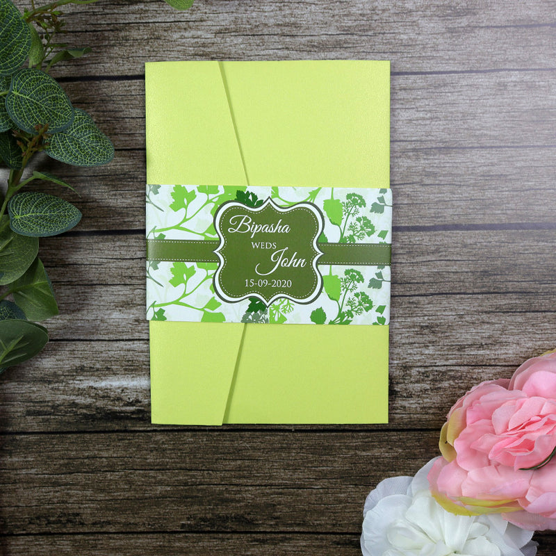 Green Botanical Pocket Invitation ABC 889