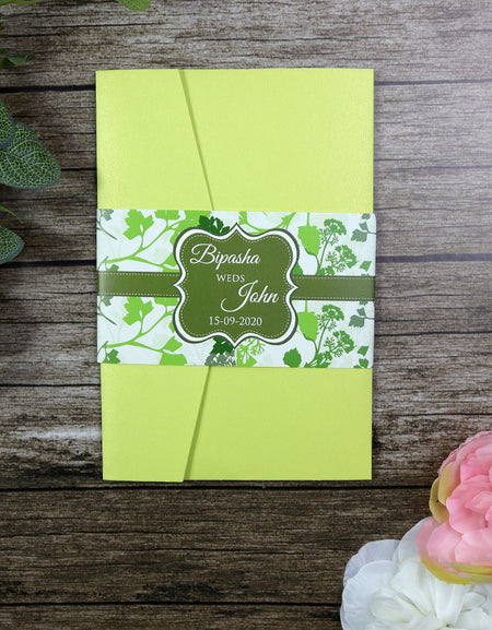 Green Botanical Pocket Invitation ABC 889