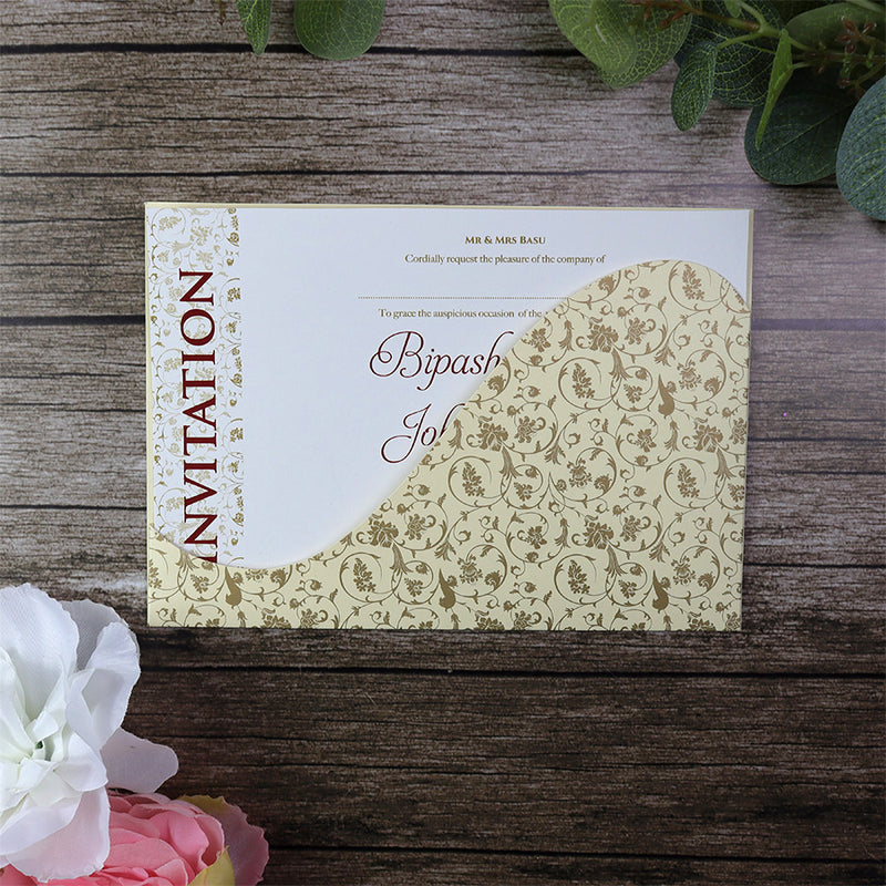 ABC 890 Vintage Floral Pocket Invitation in cream