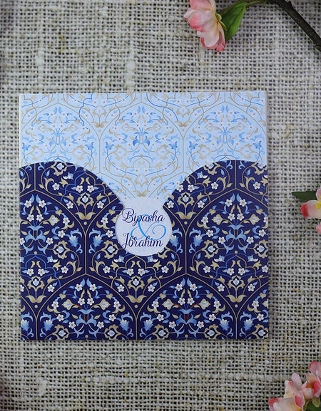 ABC 961 Blue Yellow Arabesque Invitation