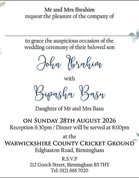 ABC 1292 Blue Floral Flat Invitation