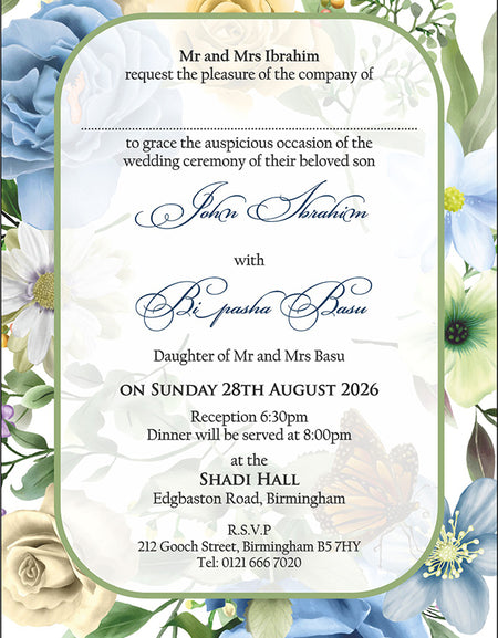 ABC 1293 Budget Floral Flat Invitation