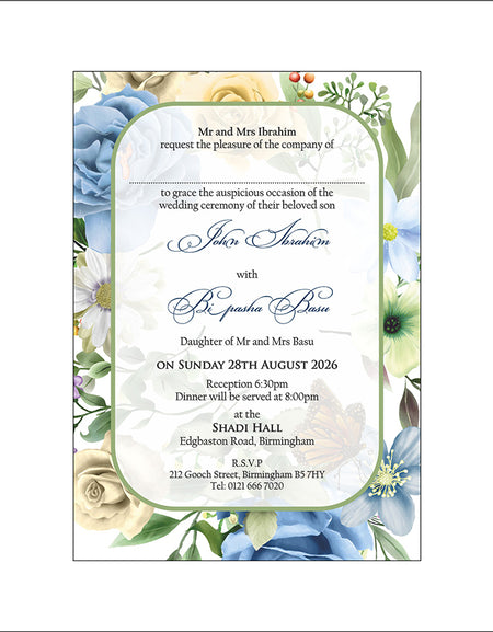 ABC 1293 Budget Floral Flat Invitation