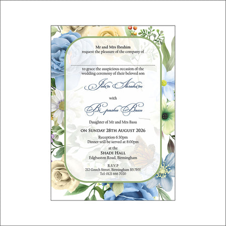 ABC 1293 Budget Floral Flat Invitation