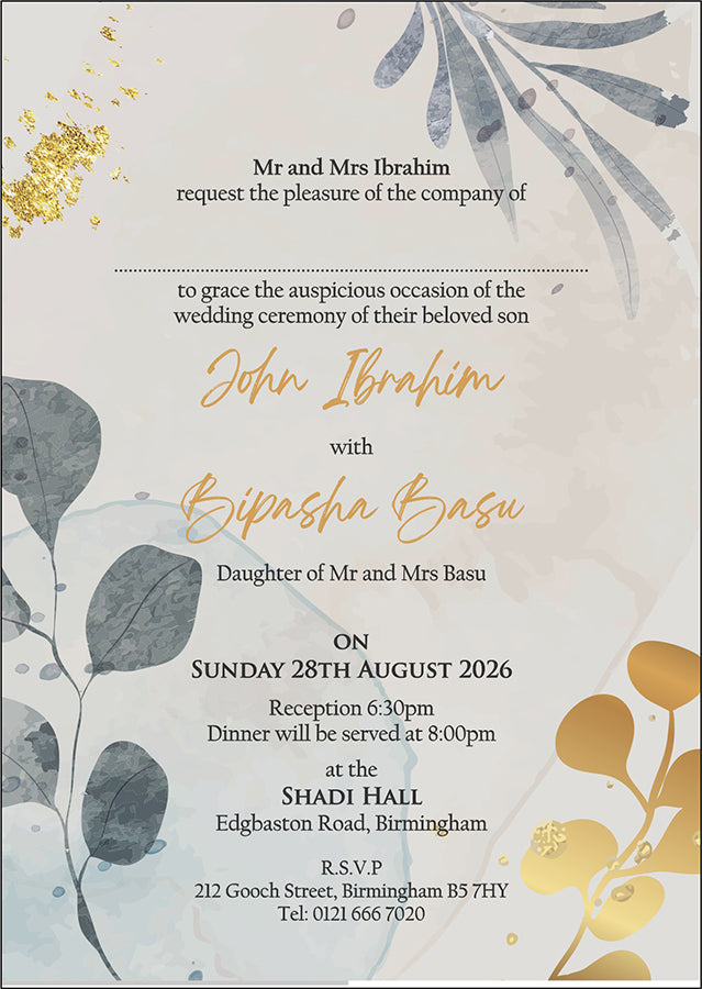 ABC 1294 Budget Floral Flat Invitation