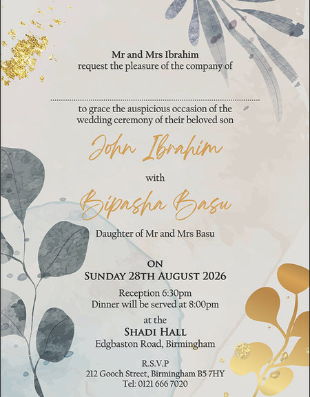 ABC 1294 Budget Floral Flat Invitation