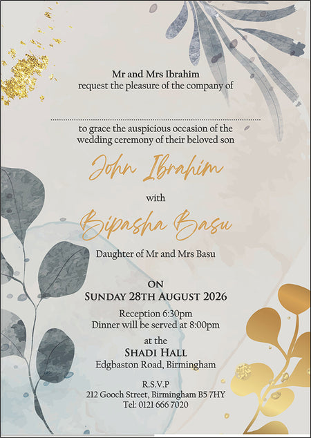 ABC 1294 Budget Floral Flat Invitation