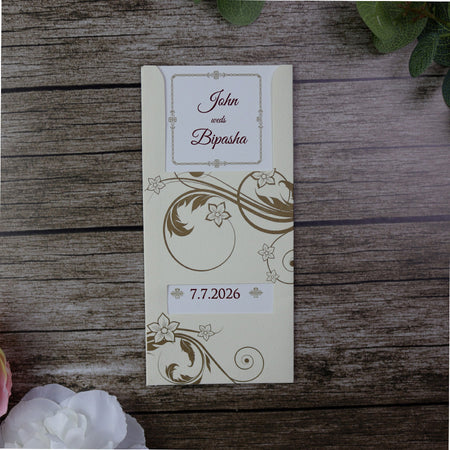 ABC 499 Whimsical floral pocketfold invitations