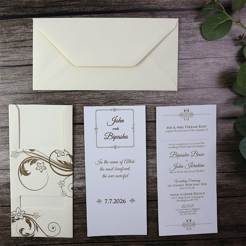 ABC 499 Whimsical floral pocketfold invitations