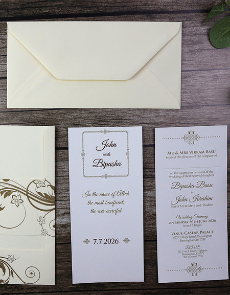 ABC 499 Whimsical floral pocketfold invitations