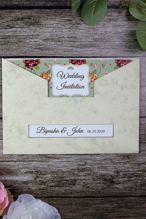 Load image into Gallery viewer, Marble Pocket Floral Invitation ABC 518
