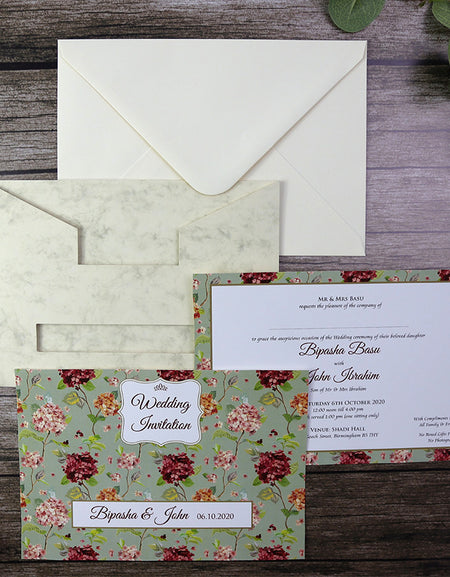 Marble Pocket Floral Invitation ABC 518