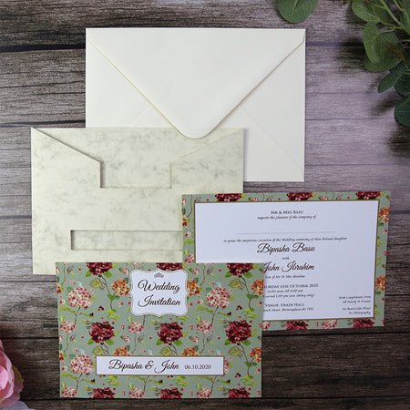 Marble Pocket Floral Invitation ABC 518