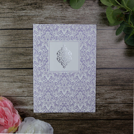 ABC 527 Light blue and silver damask Invitation